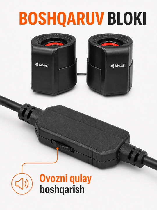Колонки для компьютера Kisonli A-909, 2 шт., USB 2.0, AUX 3,5 мм