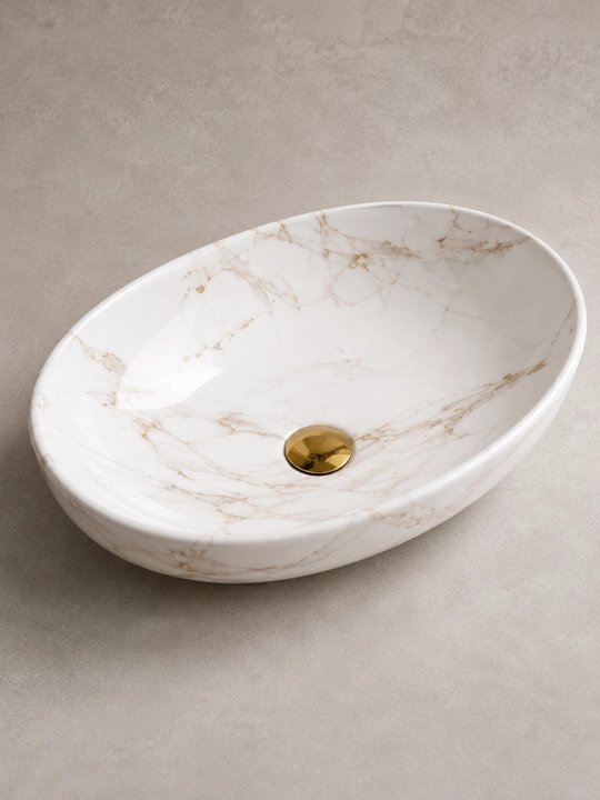 Rakovina McPoLOO MAB10165-1 oval oq marmar naqshli - 