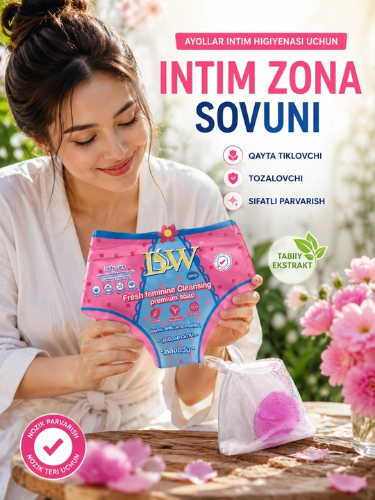 Intim sohalar uchun tiklovchi, antiseptik va oqartiruvchi sovun