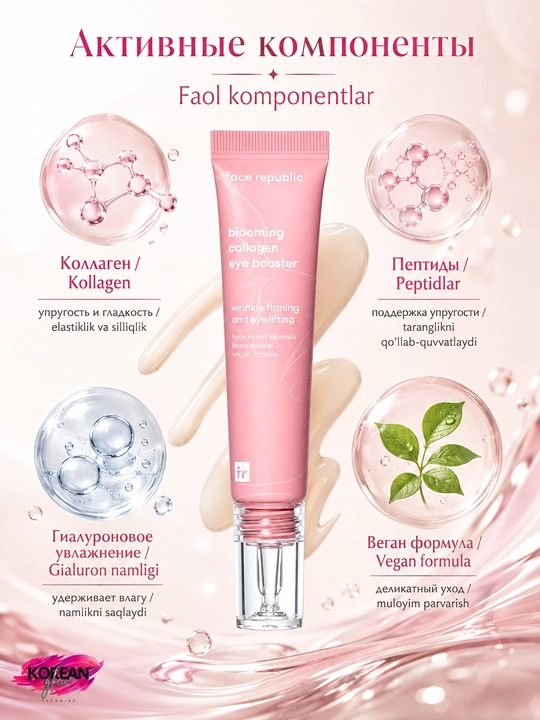Kollagenli ko‘z atrofidagi teri uchun krem Face Republic Collagen Eye Cream, 15 ml