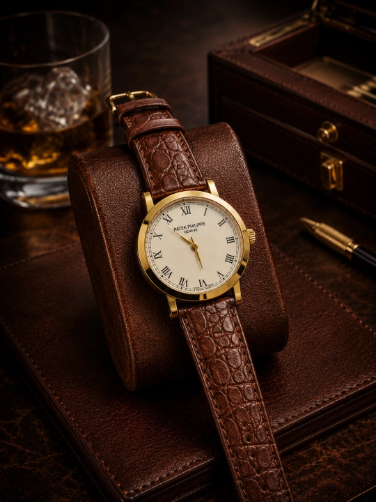Мужские наручные часы Patek Philippe, классические часы с кожаным ремешком - 