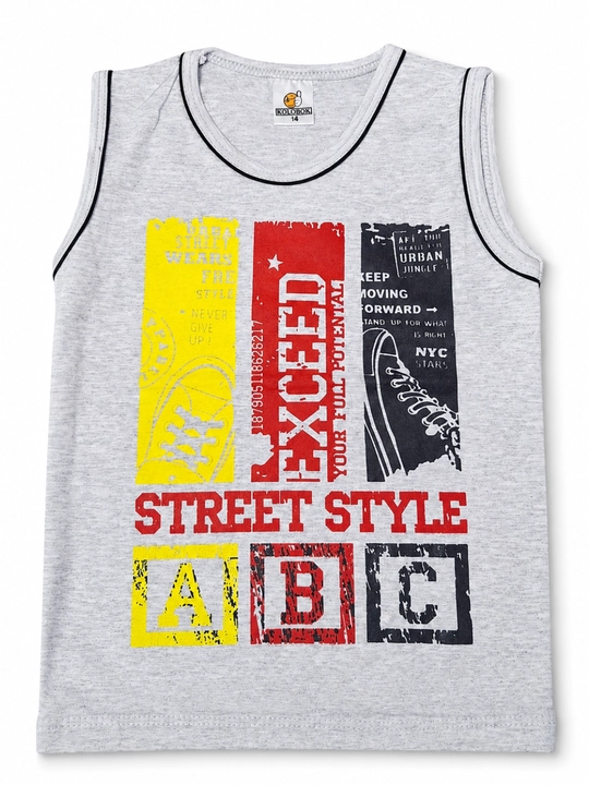 O‘g‘il bolalar uchun yengsiz mayka, 4–5 yosh, kulrang, Street Style - 