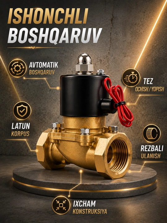 Elektromagnitli klapan, suv uchun avtomatik latunli elektr jo‘mrak