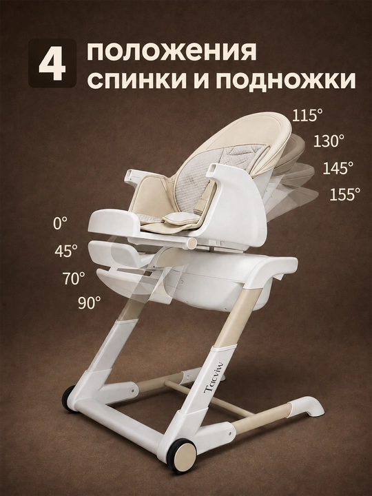 Детский стульчик 3 в 1 с электрокачанием, 8 режимов, 0-36 мес