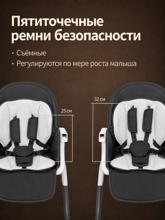 Детский стульчик 3 в 1 с электрокачанием, 8 режимов, 0-36 мес