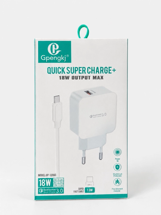 Зарядное устройство Gpengkj 18 Вт для телефона, USB-адаптер и кабель Type-C 1 м