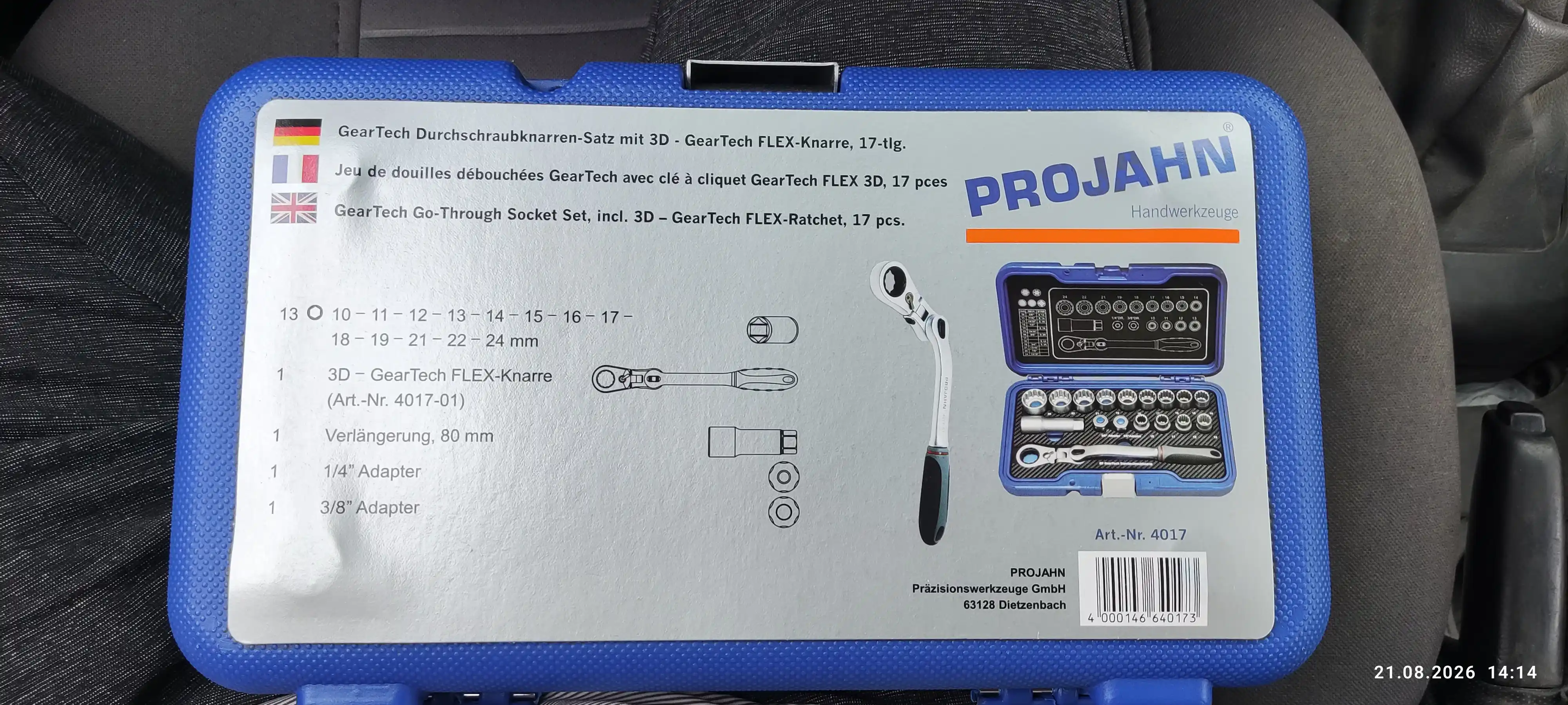 Набор головок для сквозных трещоток Projahn GearTeach, 17 предметов