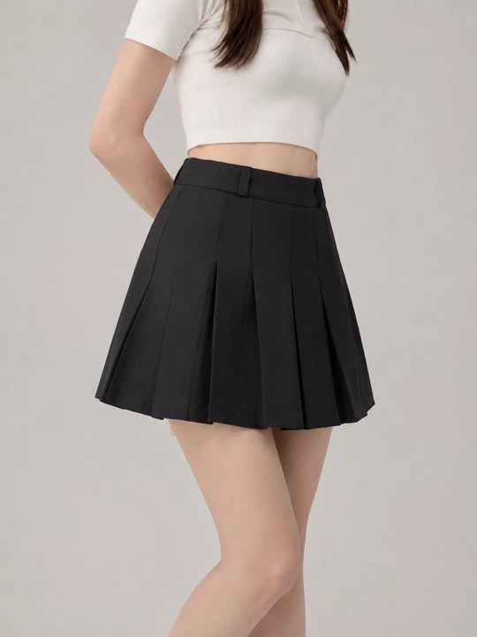 Qalin kostyumbop matodan tikilgan, yirik taxlamali A-siluet maktab yubkasi.  S, M, L, XL