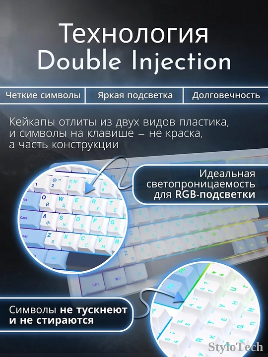 Клавиатура игровая мембранная, бесшумная и компактная, водонепроницаемая c RGB подсветкой