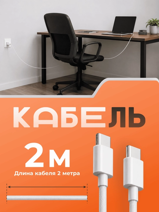 Кабель Apple USB-C - Type-C / Lightning 60W / 240W 1м / 2м для iPhone, iPad, MacBook