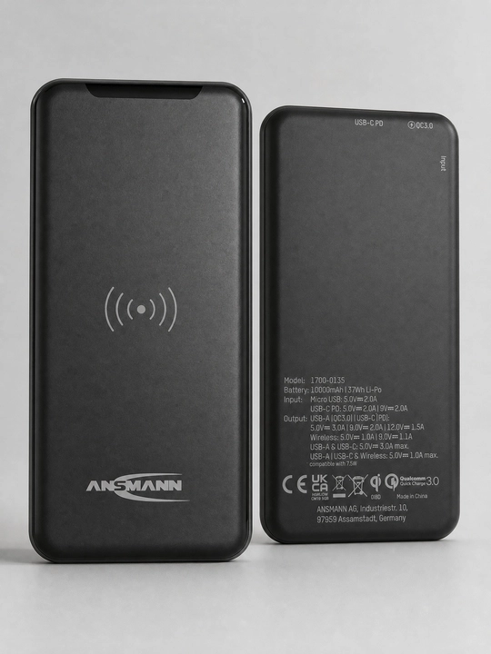Poverbank 10000 mAh simsiz quvvatlash Qi va tezkor zaryad PD QC 3.0, Power Bank - 