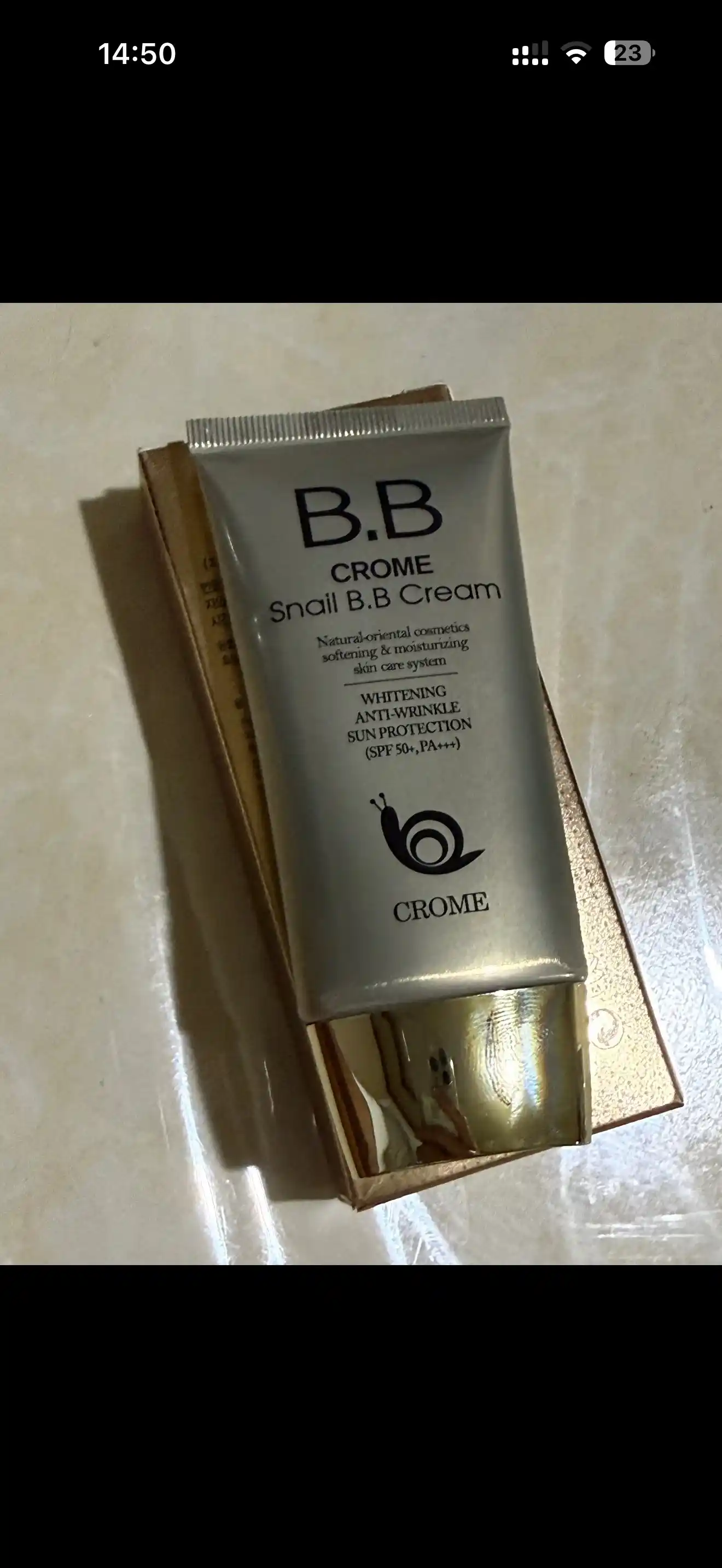 CROME SNAIL BB krem SPF50, с муцином улитки, отбеливающий тональный крем