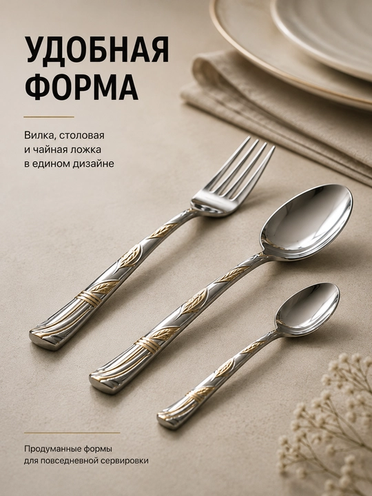Набор столовых приборов, 18 предметов на 6 персон