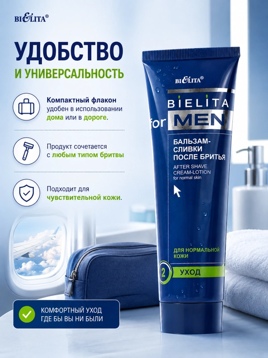 FOR MEN soqoldan keyin krem balzam, normal teri uchun, 100 ml, Bielita