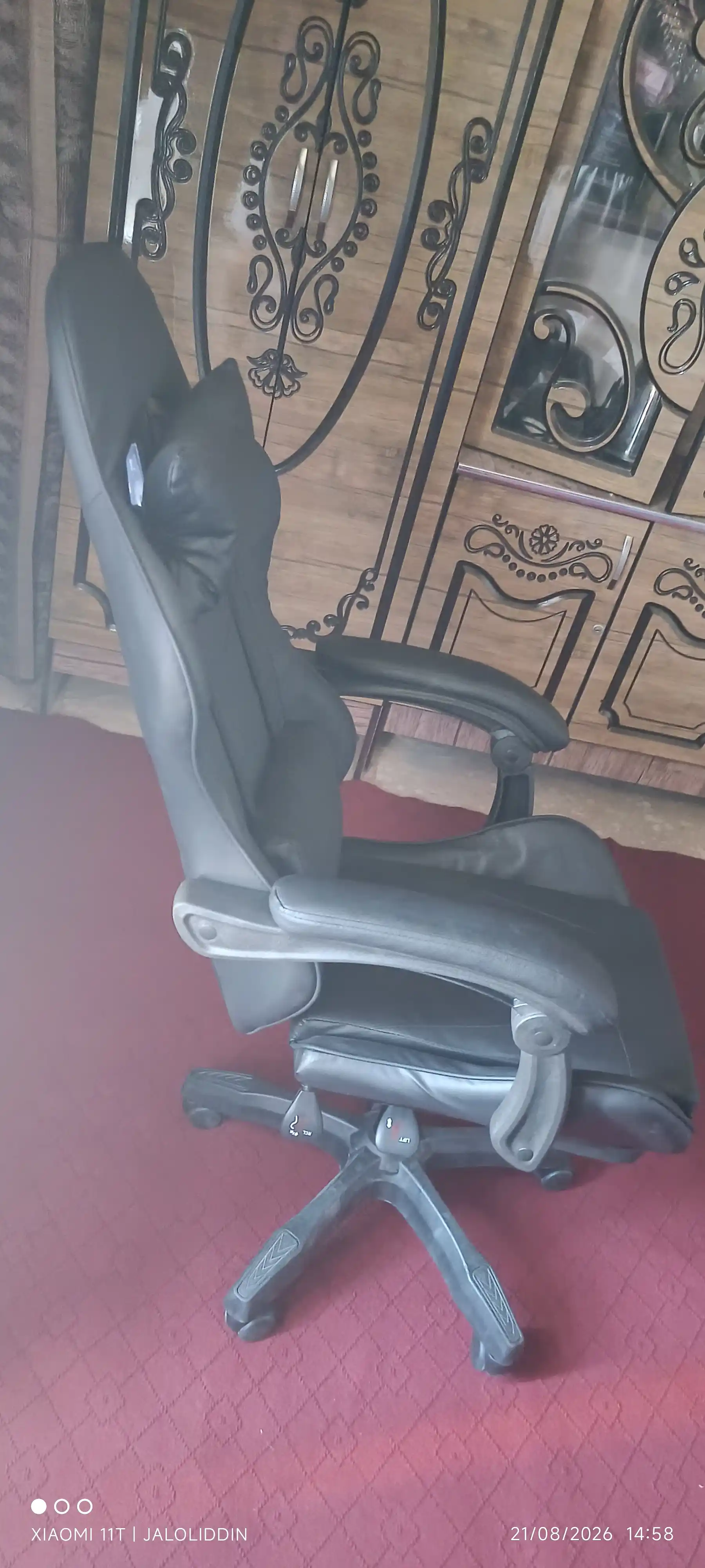 Game kreslo, 6 xil rangda, oyoq qo'ygich bilan, eko-kojadan, bosh va bel yostiqlari