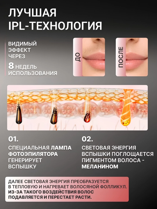 Фотоэпилятор IPL лазерный для лица и тела с эффектом охлаждения, домашний эпилятор женский