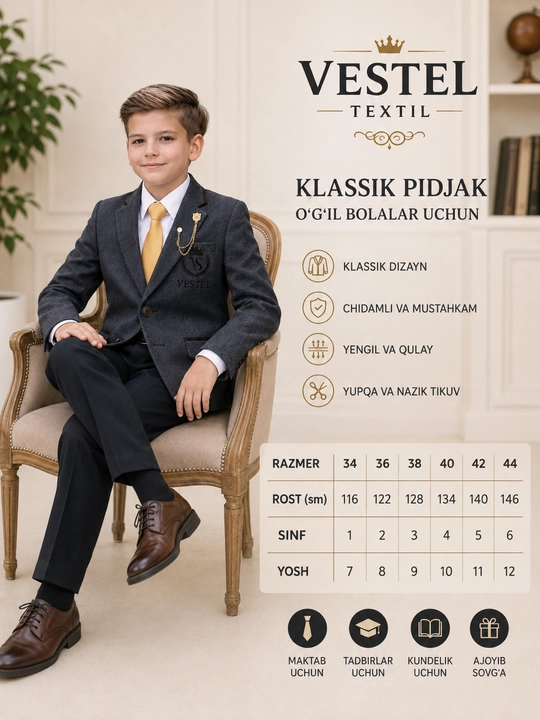 Bolalar uchun pidjaklar, maktab uchun pidjak - 