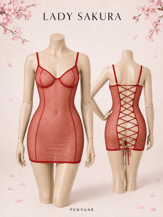 Ayollar uchun shaffof mesh mini ko‘ylak – turli ranglarda, standart razmer 44–48 - 