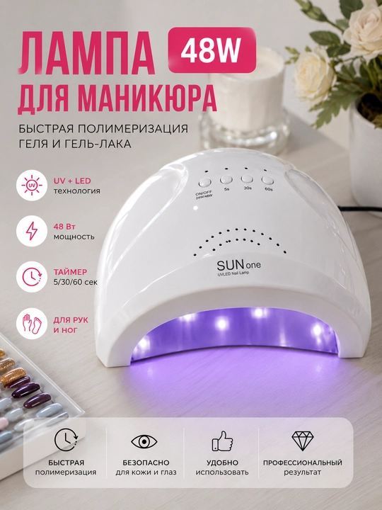 Yuqori quvvatli UV tirnoq lampasi, tez quriydigan UV lampa, SUN one - 