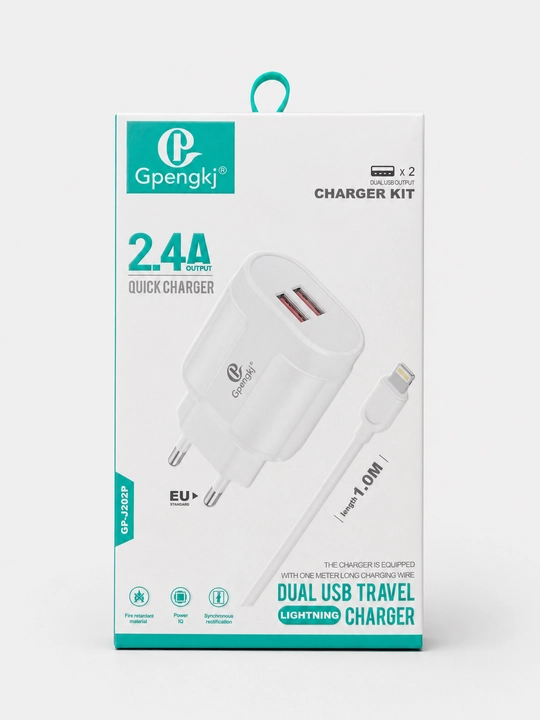 Зарядное устройство Gpengkj 2,4 А, 1 USB, кабель 1 м, Type-C или Lightning