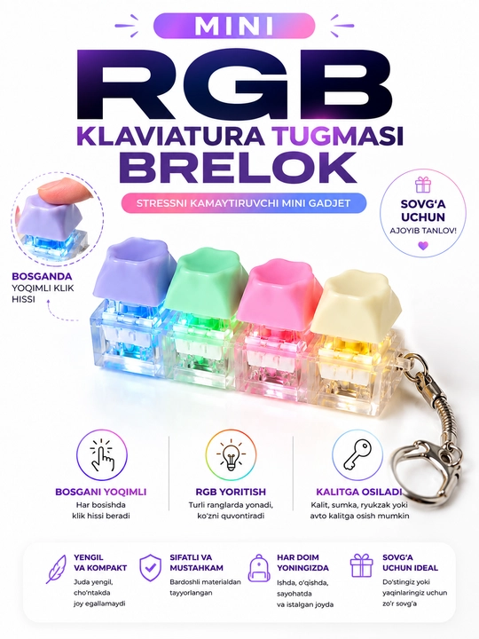 Stressga qarshi brelok klaviaturasi diqqatni jamlashga yordam beradigan gadjetdir