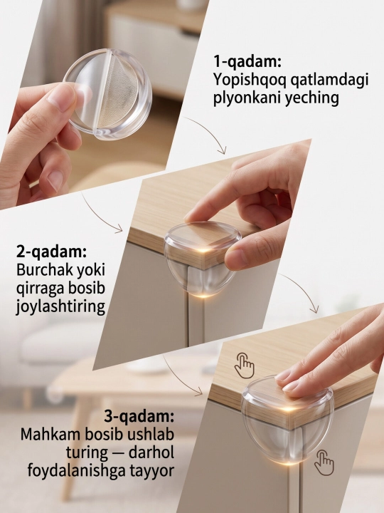 Mebel burchagi uchun shaffof silikon qopqoq bolalar xavfsizligi