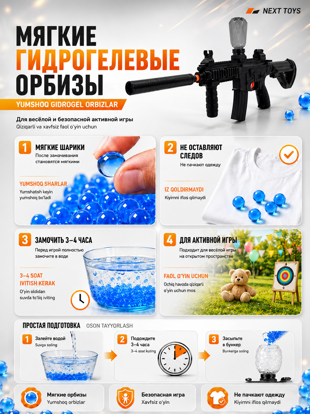Орбизный автомат M416, SCAR-L, MP5, AK47, AUG, игрушечный пистолет орбиз, автомат игрушка