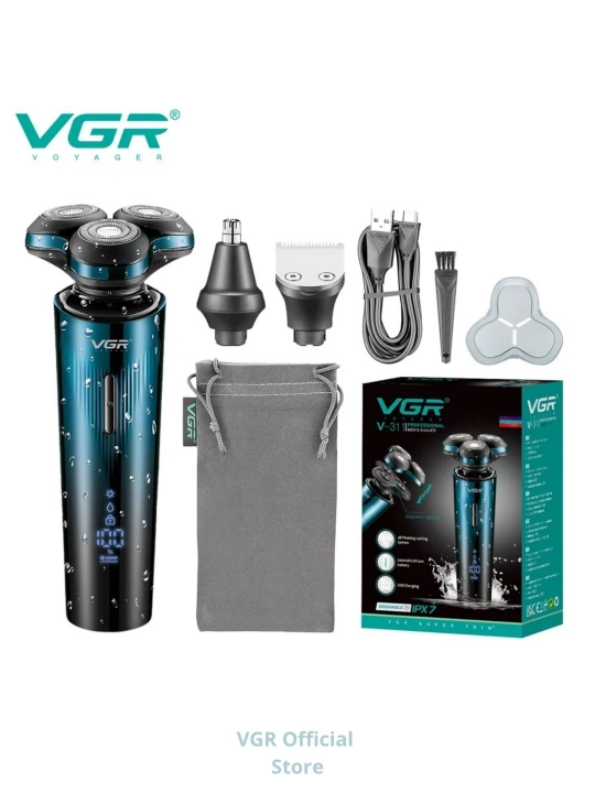 VGR Professional Shaver —  шейвер, 9000 RPM, электробритва титановая сетка, LED дисплей