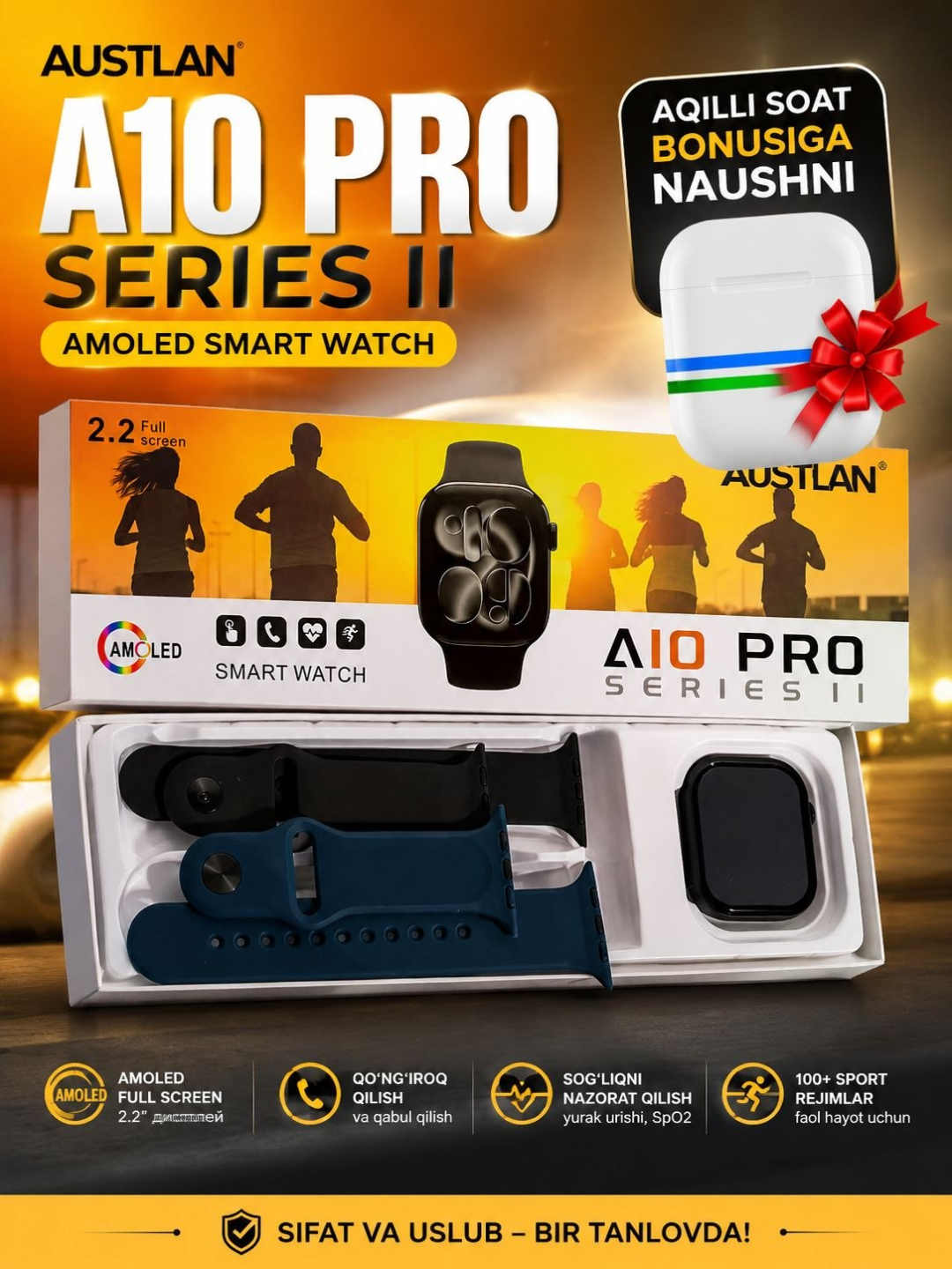 I20 Ultra 3 Max Suit, smart soat, Bluetooth quloqchin, AMOLED, smartwatch, TWS - 