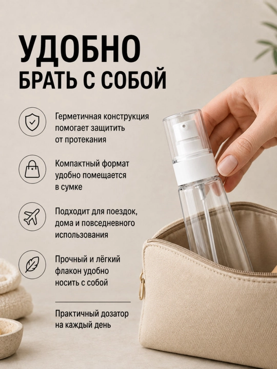 Suyuq kosmetik vositalar uchun dozatorli flakon, 60/100 ml STILIST