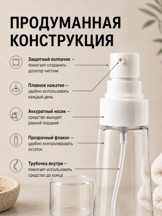 Suyuq kosmetik vositalar uchun dozatorli flakon, 60/100 ml STILIST