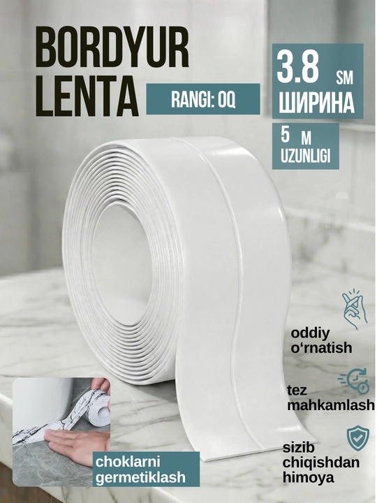 Oshxona va vanna uchun o‘zi yopishadigan bordyur lentasi
