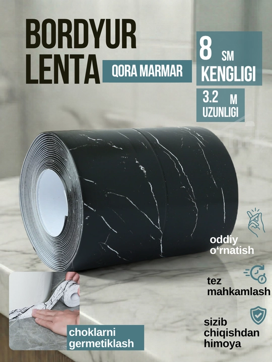 Oshxona va vanna uchun o‘zi yopishadigan bordyur lentasi