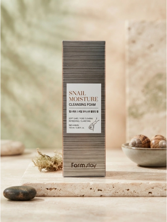 Yuvish uchun ko‘pik FarmStay Snail Moisture Cleansing Foam musinli shilliqqurtlar, 100 ml - 