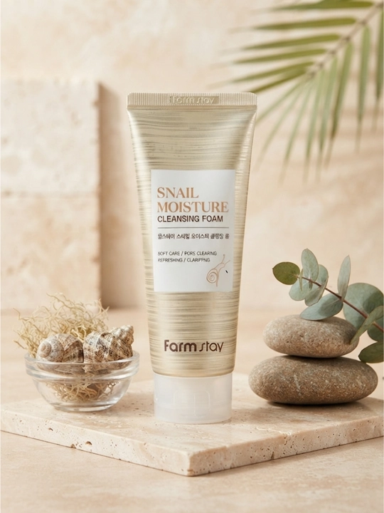 Yuvish uchun ko‘pik FarmStay Snail Moisture Cleansing Foam musinli shilliqqurtlar, 100 ml
