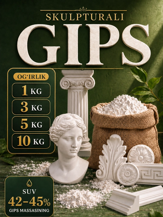 Skulptor gips, oq rangli, ijod va haykal yasash uchun