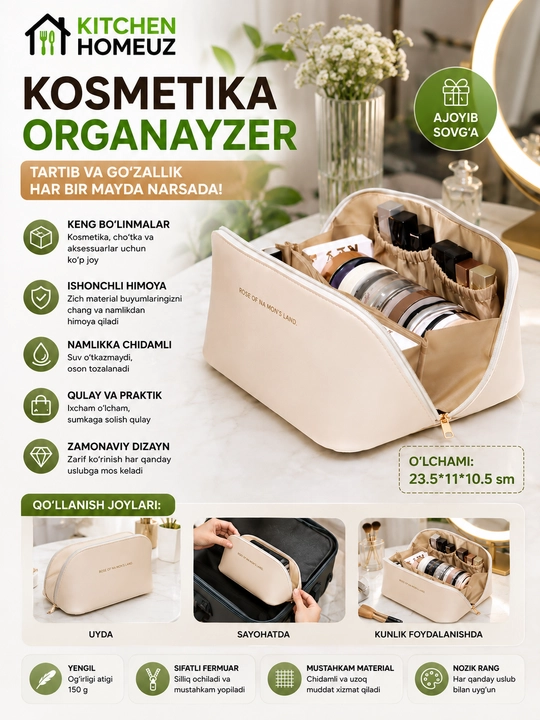 Kosmetika organayzeri — tartib va qulaylik bir joyda!