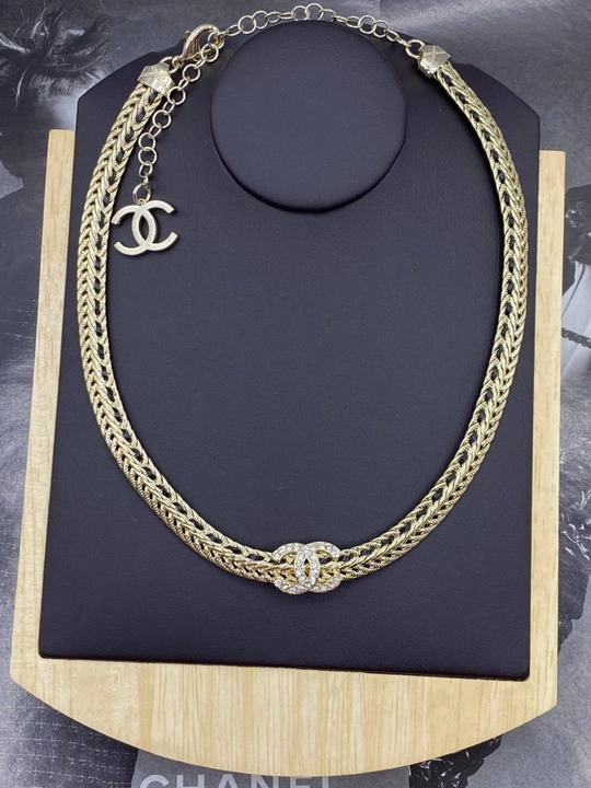 Ayollar uchun brend uslubidagi tilla rang choker, nafis taqinchoq, marjon va zanjir marjon