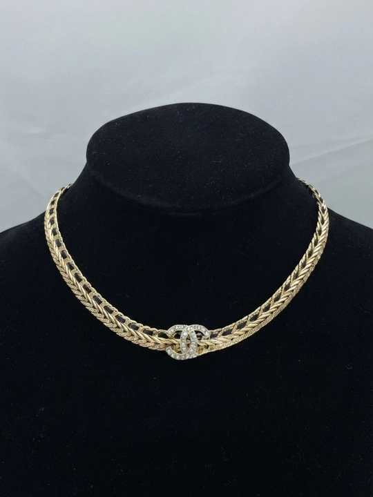 Ayollar uchun brend uslubidagi tilla rang choker, nafis taqinchoq, marjon va zanjir marjon