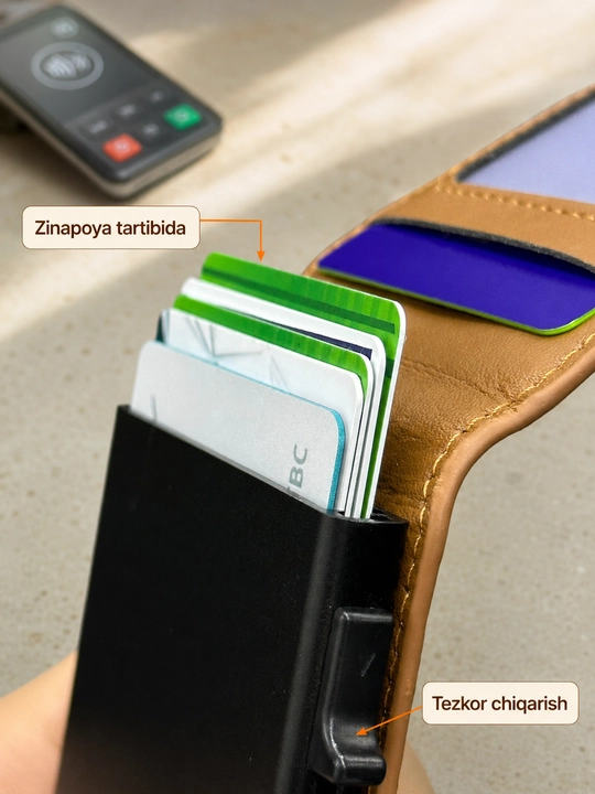 Erkaklar uchun premium charm hamyon — ixcham, zamonaviy va xavfsiz