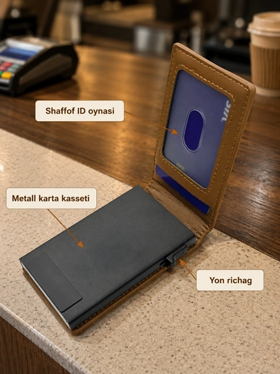 Erkaklar uchun premium charm hamyon — ixcham, zamonaviy va xavfsiz