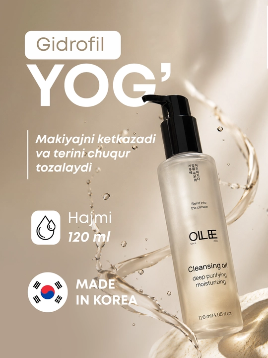 Makiyajni yo‘qotish va yuz terisini chuqur tozalash uchun OLLEE gidrofil moyi, 120 ml