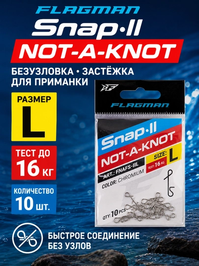 Flagman Snap-II Not-A-Knot, tugunsiz biriktirgich, o‘lja uchun qisqich, leska ulagichi