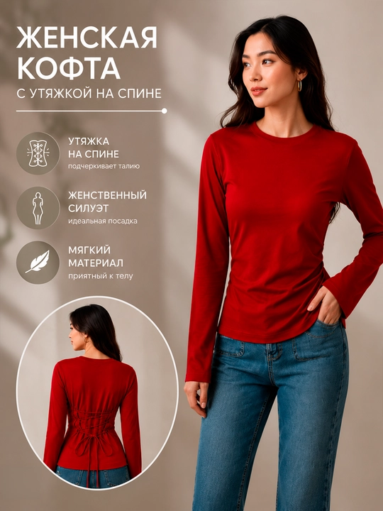 Женская кофта со шнуровкой сзади