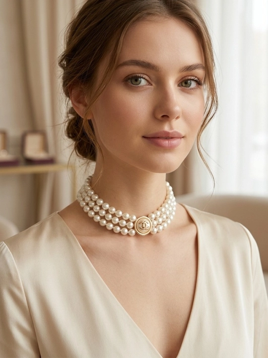 Ayollar uchun brend uslubidagi tilla rang choker, nafis taqinchoq, marjon va zanjir marjon