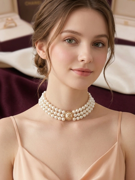 Ayollar uchun brend uslubidagi tilla rang choker, nafis taqinchoq, marjon va zanjir marjon