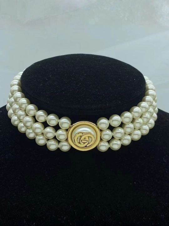 Ayollar uchun brend uslubidagi tilla rang choker, nafis taqinchoq, marjon va zanjir marjon