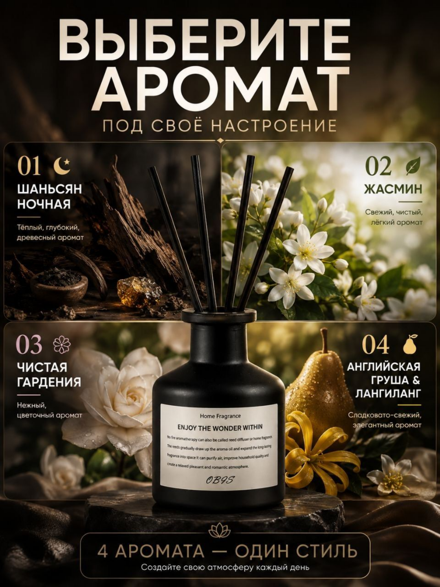 JISHE uy, avtomobil va ofis uchun havo aromatizatori, 50 ml