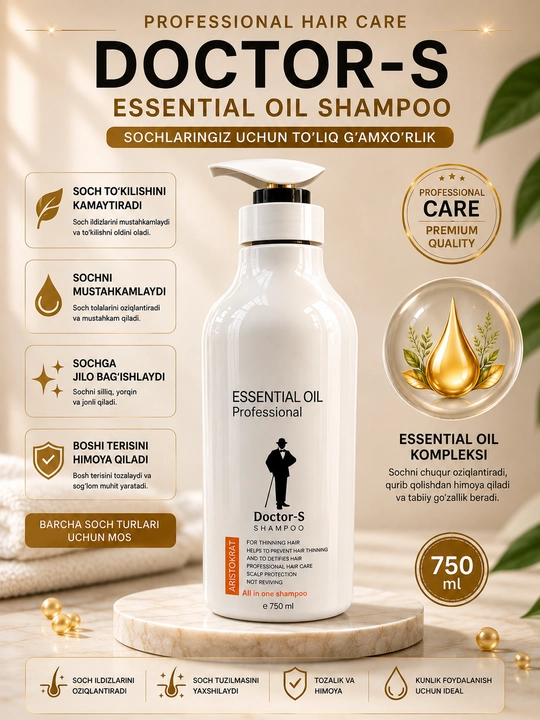 Doctor-S Essential Oil Professional шампунь 750 мл, шампунь для волос, против выпадения - 