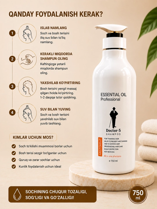 Doctor-S Essential Oil Professional шампунь 750 мл, шампунь для волос, против выпадения
